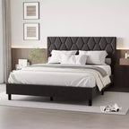 Full Size Bed Frame , Upholstered Platform Bed with Headboard and Soft Fabric, Mattress Foundation,No Box Spring Needed,Easy Assembly
