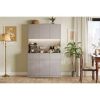 70 Pantry Cabinet with Charging Station, Tall Kitchen Storage Cabinet with Microwave Stand, 3 Drawers & Adjustable Shelves for Dining Room