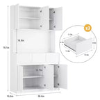 70 Pantry Cabinet with Charging Station, Tall Kitchen Storage Cabinet with Microwave Stand, 3 Drawers & Adjustable Shelves for Dining Room