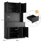 70 Pantry Cabinet with Charging Station, Tall Kitchen Storage Cabinet with Microwave Stand, 3 Drawers & Adjustable Shelves for Dining Room