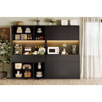 70 Pantry Cabinet with Charging Station, Tall Kitchen Storage Cabinet with Microwave Stand, 3 Drawers & Adjustable Shelves for Dining Room