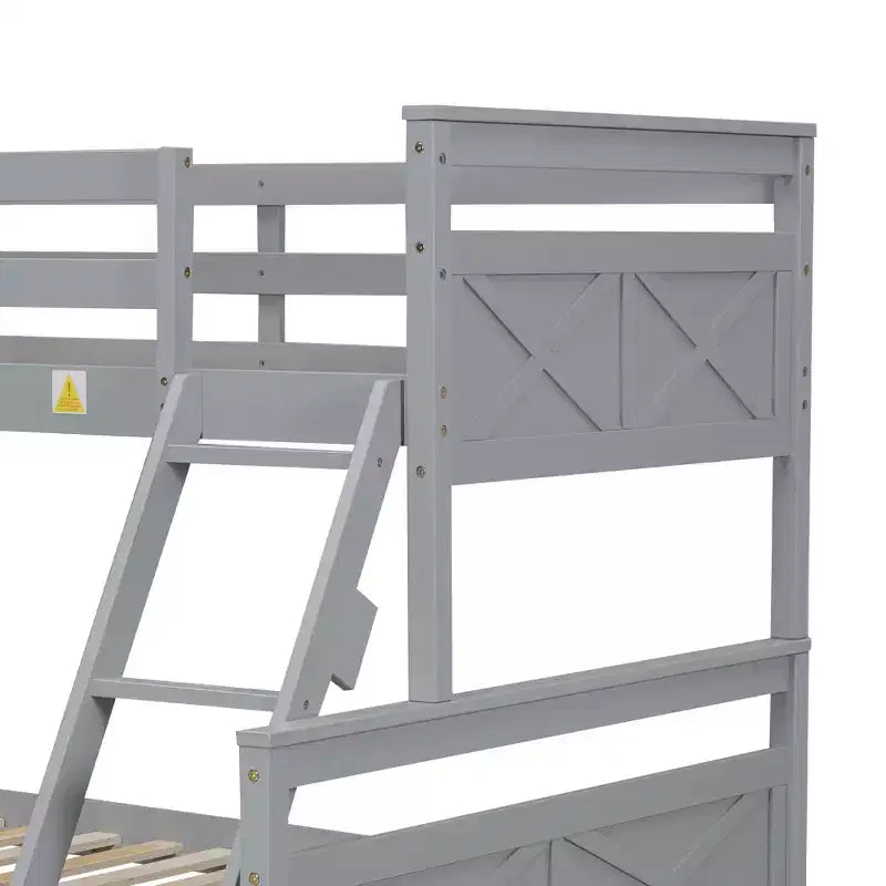 Solid Wood Twin over Full Bunk Bed with Two Storage Drawer, Removable Ladder and Safety Guardrail, Convertible to 2 Separated beds