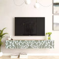 Pine-White UV Print 70 inches Floating Entertainment Center Console with Storage Shelves & Doors