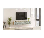 Pine-White UV Print 70 inches Floating Entertainment Center Console with Storage Shelves & Doors
