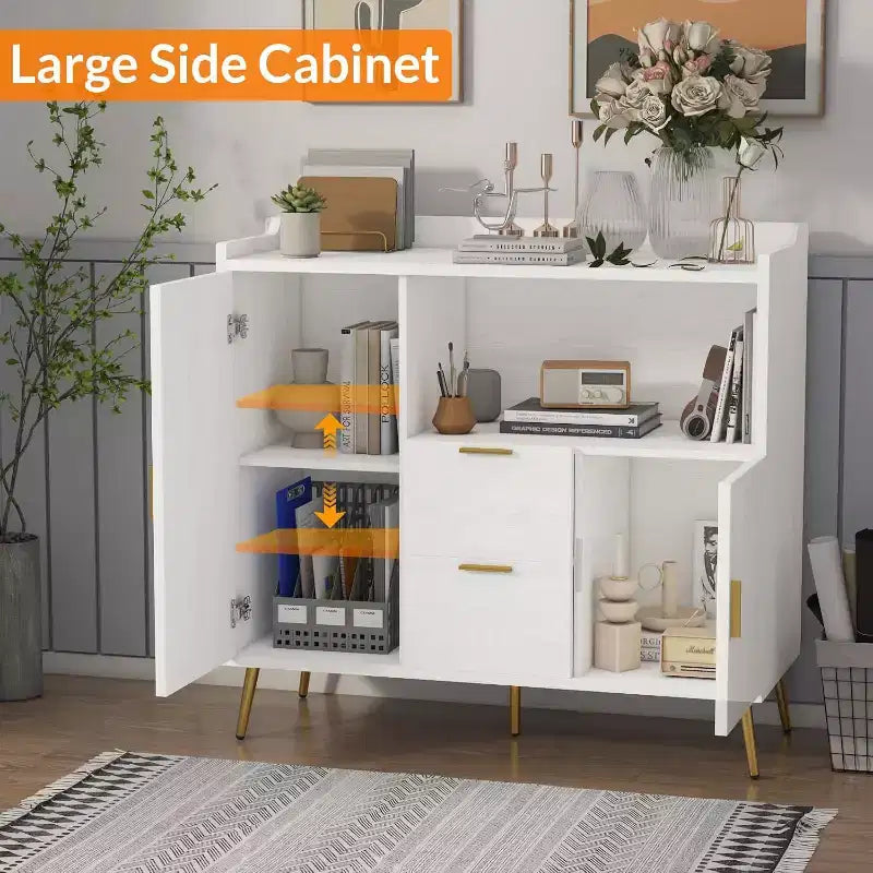 40" Buffet Sideboard Cabinet with Storage, 2 Drawers & 2 Doors, Coffee Bar Kitchen Storage Cabinet for Dining Room, Entryway