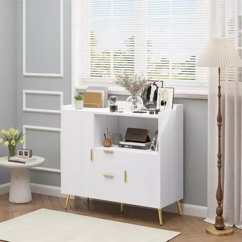 40" Buffet Sideboard Cabinet with Storage, 2 Drawers & 2 Doors, Coffee Bar Kitchen Storage Cabinet for Dining Room, Entryway