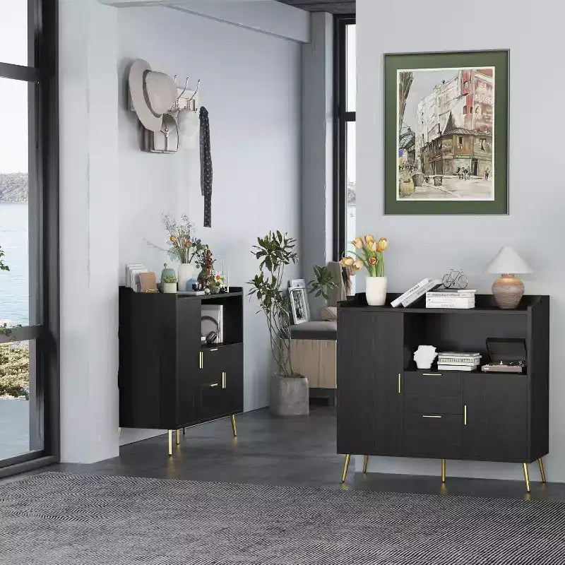 40" Buffet Sideboard Cabinet with Storage, 2 Drawers & 2 Doors, Coffee Bar Kitchen Storage Cabinet for Dining Room, Entryway