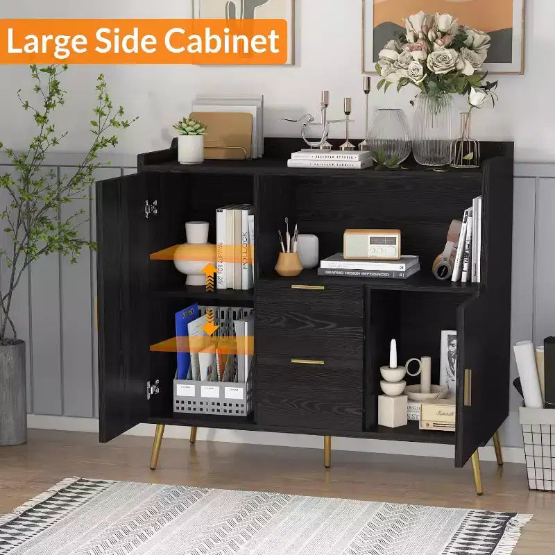 40" Buffet Sideboard Cabinet with Storage, 2 Drawers & 2 Doors, Coffee Bar Kitchen Storage Cabinet for Dining Room, Entryway