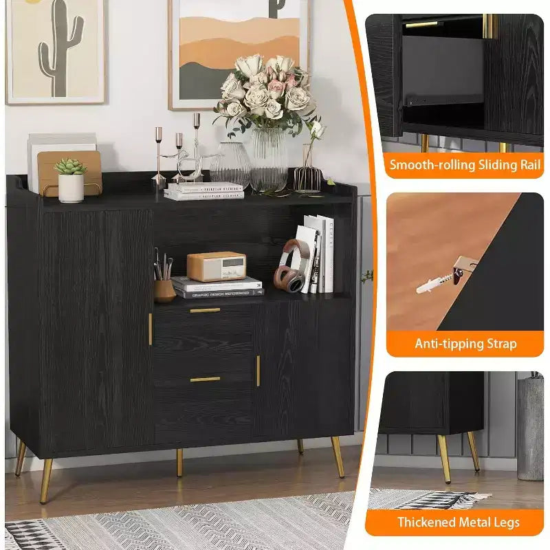 40" Buffet Sideboard Cabinet with Storage, 2 Drawers & 2 Doors, Coffee Bar Kitchen Storage Cabinet for Dining Room, Entryway