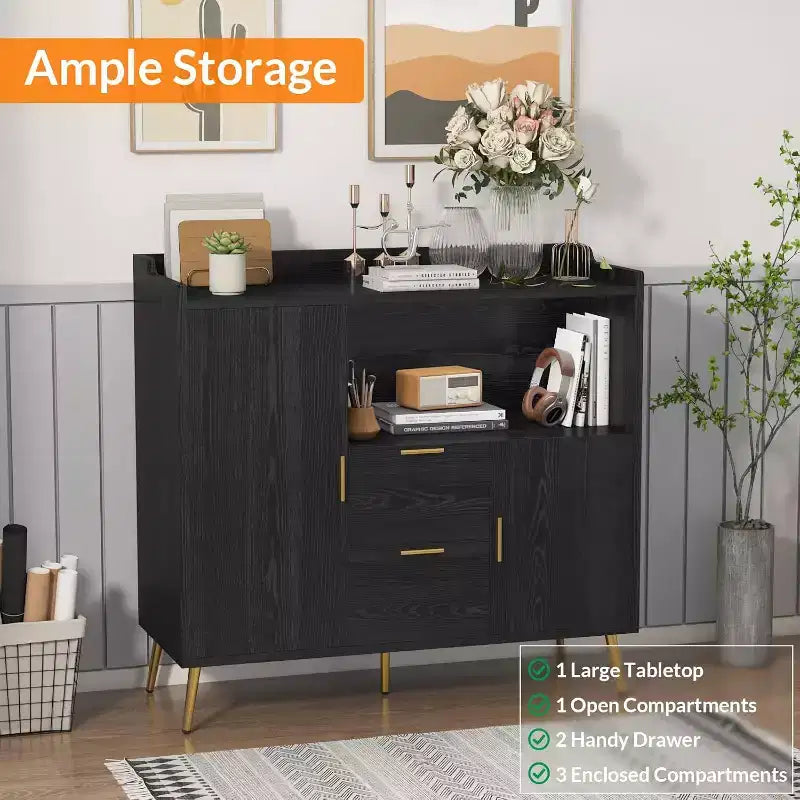 40" Buffet Sideboard Cabinet with Storage, 2 Drawers & 2 Doors, Coffee Bar Kitchen Storage Cabinet for Dining Room, Entryway