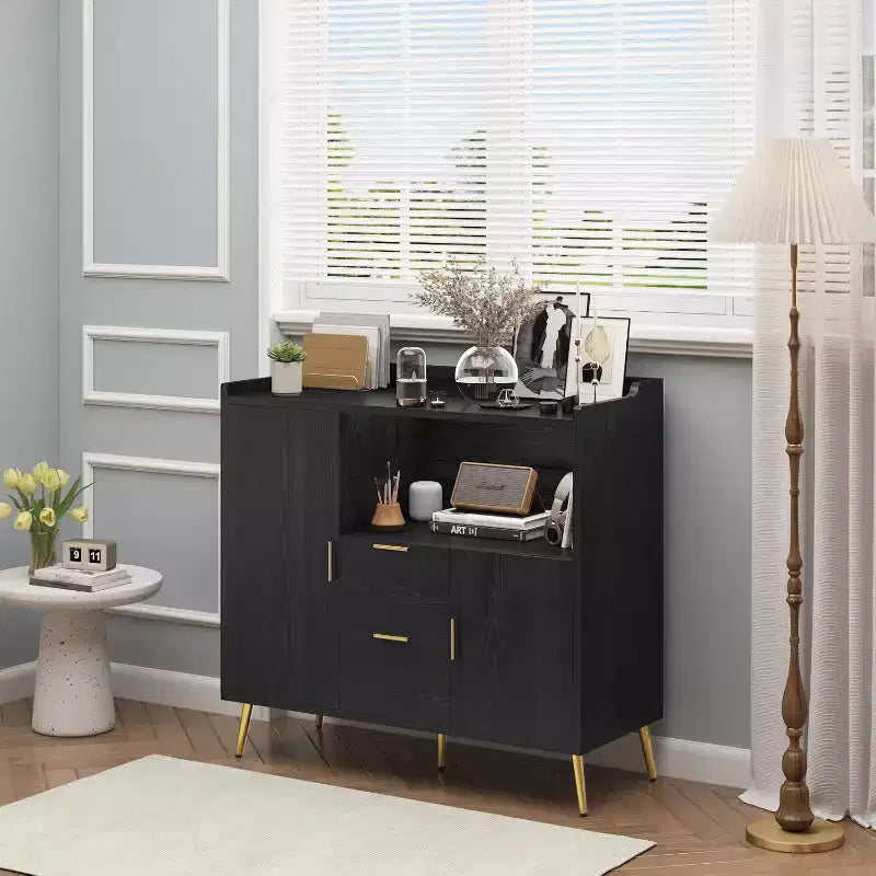 40" Buffet Sideboard Cabinet with Storage, 2 Drawers & 2 Doors, Coffee Bar Kitchen Storage Cabinet for Dining Room, Entryway