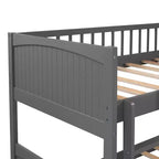 Twin L-Shaped Wood Bunk Beds with 3 Storage Drawers, Twin over Twin Wooden Triple Loft bedframe for 3 Kids