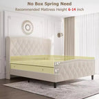 Bed Frame, Platform Bed with Velvet Upholstered Wingback Headboard - Wooden Slat Support, No Box Spring Needed, Easy Assembly