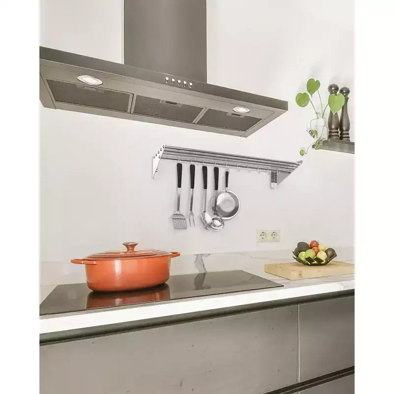 Stainless Steel Shelf Pot Rack, Wall Pot Rack With Hooks, Wall Mounted Shelf, Pot and Pan Hanging Rack, for Restaurant, Kitchen