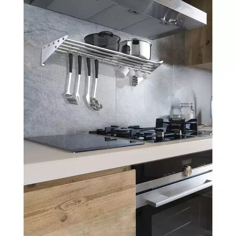 Stainless Steel Shelf Pot Rack, Wall Pot Rack With Hooks, Wall Mounted Shelf, Pot and Pan Hanging Rack, for Restaurant, Kitchen