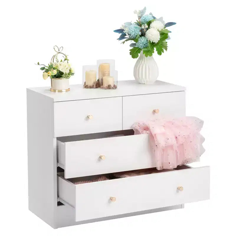 Modern Simple 4-Drawer Nightstand White