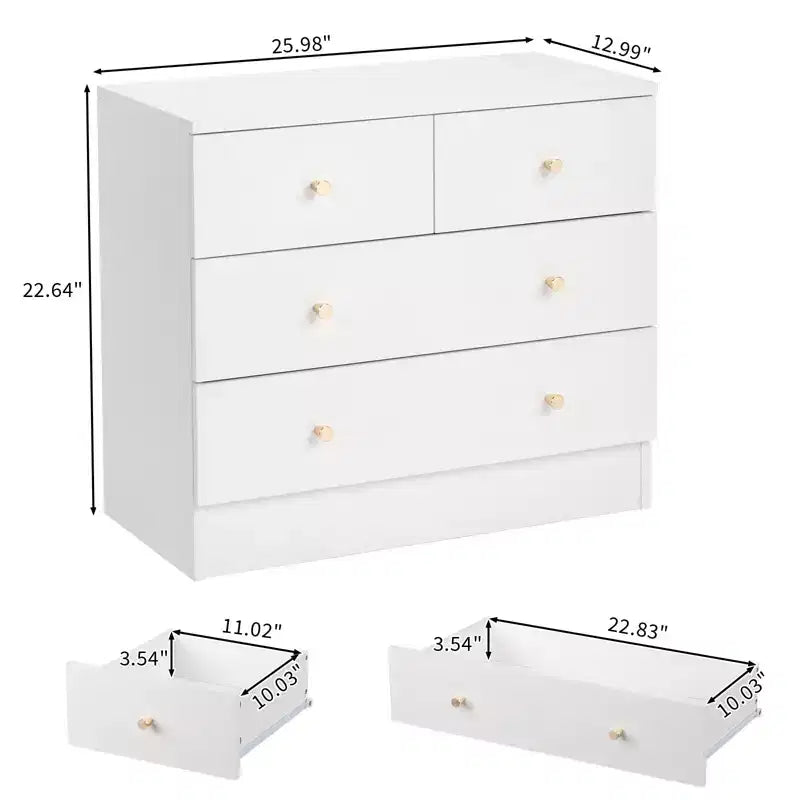 Modern Simple 4-Drawer Nightstand White