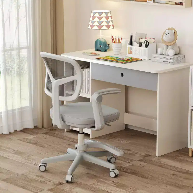 Kids Desk Chair Children Study Chair with Adjustable Height, Armrest & Footrest Purple/Pink/Green/Gray/Blue