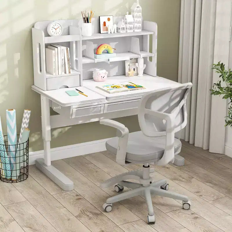Kids Desk Chair Children Study Chair with Adjustable Height, Armrest & Footrest Purple/Pink/Green/Gray/Blue