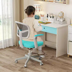 Kids Desk Chair Children Study Chair with Adjustable Height, Armrest & Footrest Purple/Pink/Green/Gray/Blue