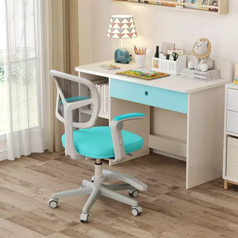 Kids Desk Chair Children Study Chair with Adjustable Height, Armrest & Footrest Purple/Pink/Green/Gray/Blue