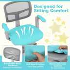 Kids Desk Chair Children Study Chair with Adjustable Height, Armrest & Footrest Purple/Pink/Green/Gray/Blue
