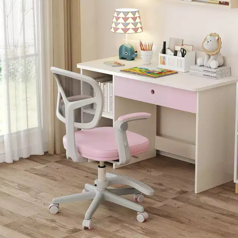 Kids Desk Chair Children Study Chair with Adjustable Height, Armrest & Footrest Purple/Pink/Green/Gray/Blue