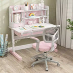 Kids Desk Chair Children Study Chair with Adjustable Height, Armrest & Footrest Purple/Pink/Green/Gray/Blue