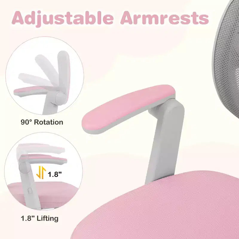 Kids Desk Chair Children Study Chair with Adjustable Height, Armrest & Footrest Purple/Pink/Green/Gray/Blue