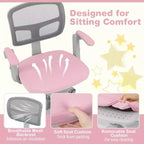 Kids Desk Chair Children Study Chair with Adjustable Height, Armrest & Footrest Purple/Pink/Green/Gray/Blue