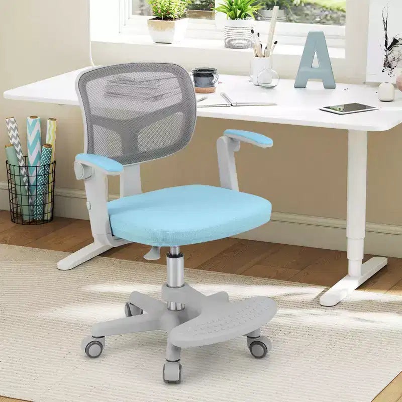 Kids Desk Chair Children Study Chair with Adjustable Height, Armrest & Footrest Purple/Pink/Green/Gray/Blue