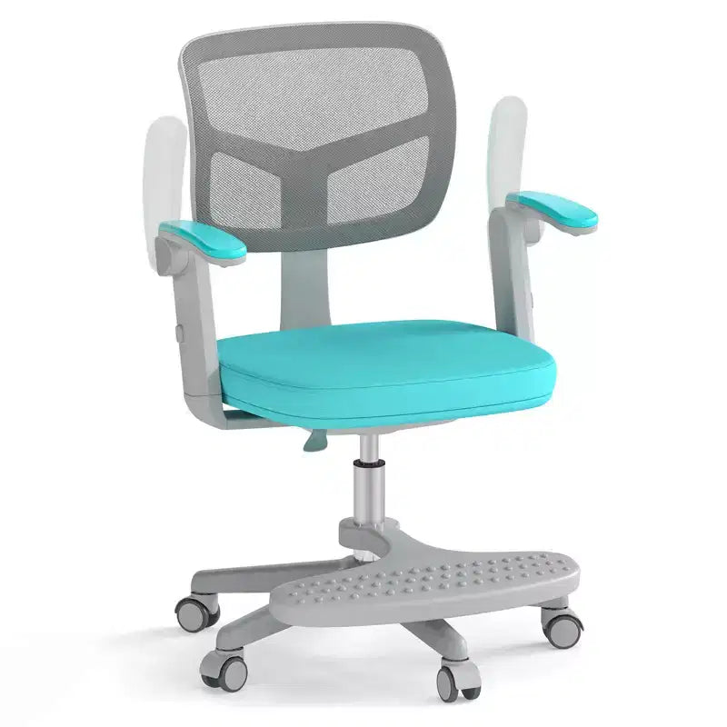 Kids Desk Chair Children Study Chair with Adjustable Height, Armrest & Footrest Purple/Pink/Green/Gray/Blue