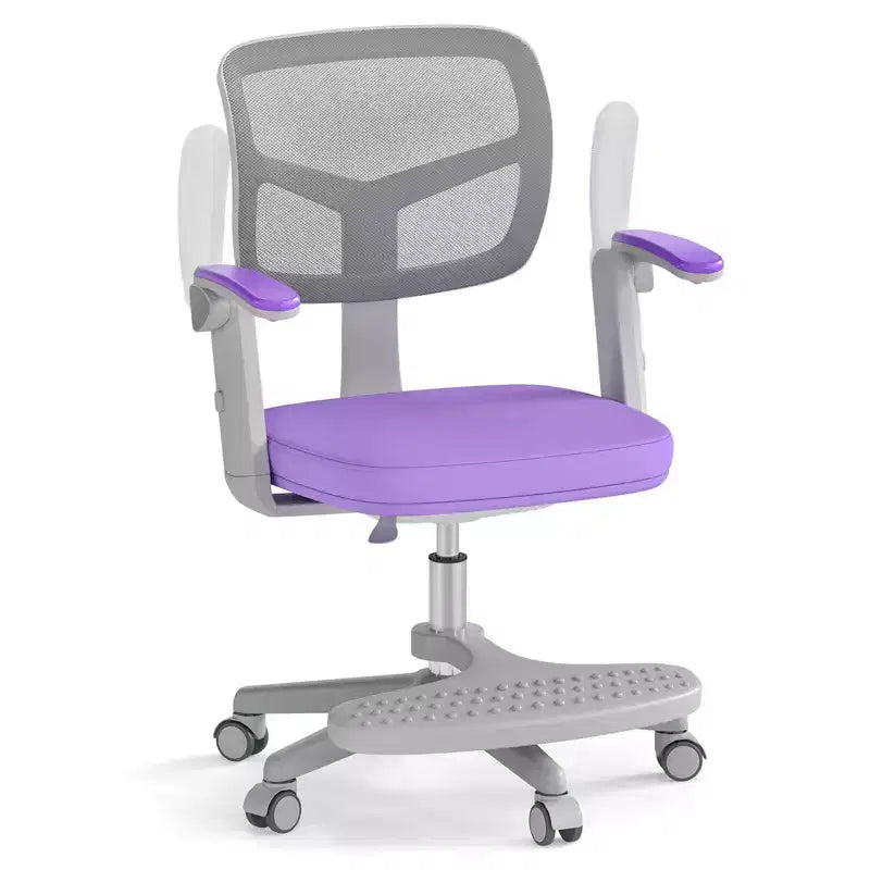 Kids Desk Chair Children Study Chair with Adjustable Height, Armrest & Footrest Purple/Pink/Green/Gray/Blue