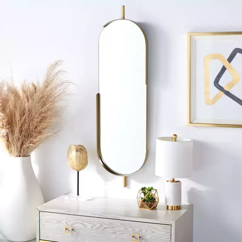 Oval Wall Mirror 12 x 43 - Brass