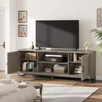 Farmhouse TV Stand for 75inch, Entertainment Center with Sturdy Metal Leg & Adjustable Shelves, Wooden Media Console for Living Room Bedroom