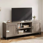 Farmhouse TV Stand for 75inch, Entertainment Center with Sturdy Metal Leg & Adjustable Shelves, Wooden Media Console for Living Room Bedroom