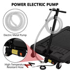 Oil Drain Pan 18 Gallon Tank, Low Profile Large Capacity Oil Change Pan, Foldable Hand, with Pump