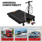 Oil Drain Pan 18 Gallon Tank, Low Profile Large Capacity Oil Change Pan, Foldable Hand, with Pump