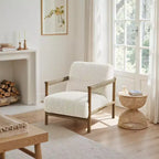 Wood and Fabric Accent Chair