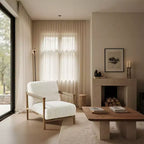 Wood and Fabric Accent Chair