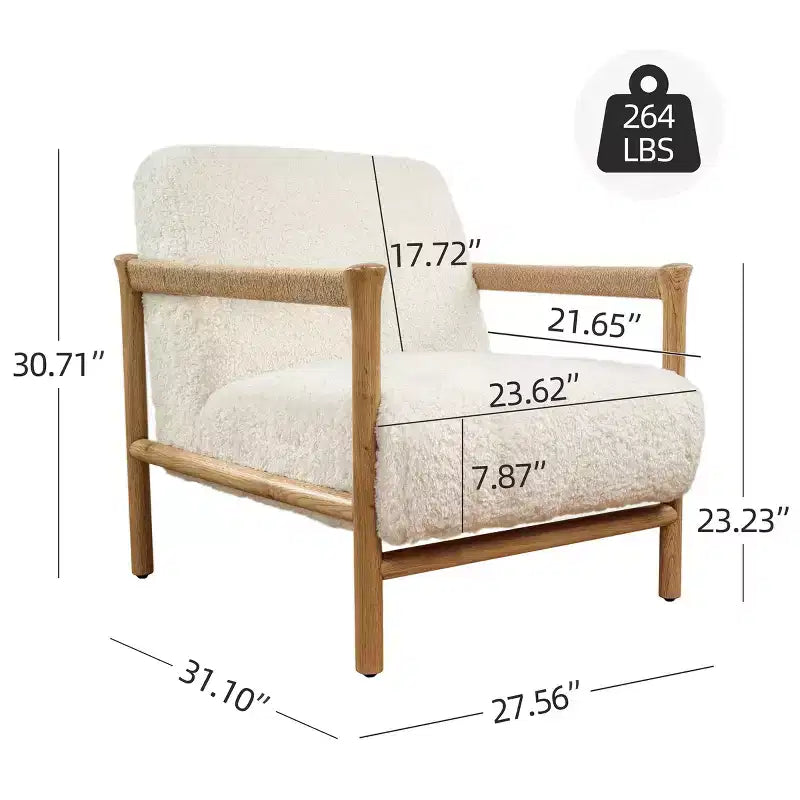 Wood and Fabric Accent Chair