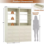 Besiost Closet Organizer System with Wood Drawers and Shelves