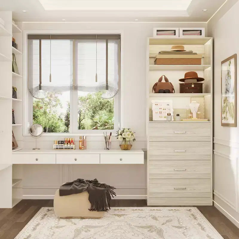 Besiost Closet Organizer System with Wood Drawers and Shelves