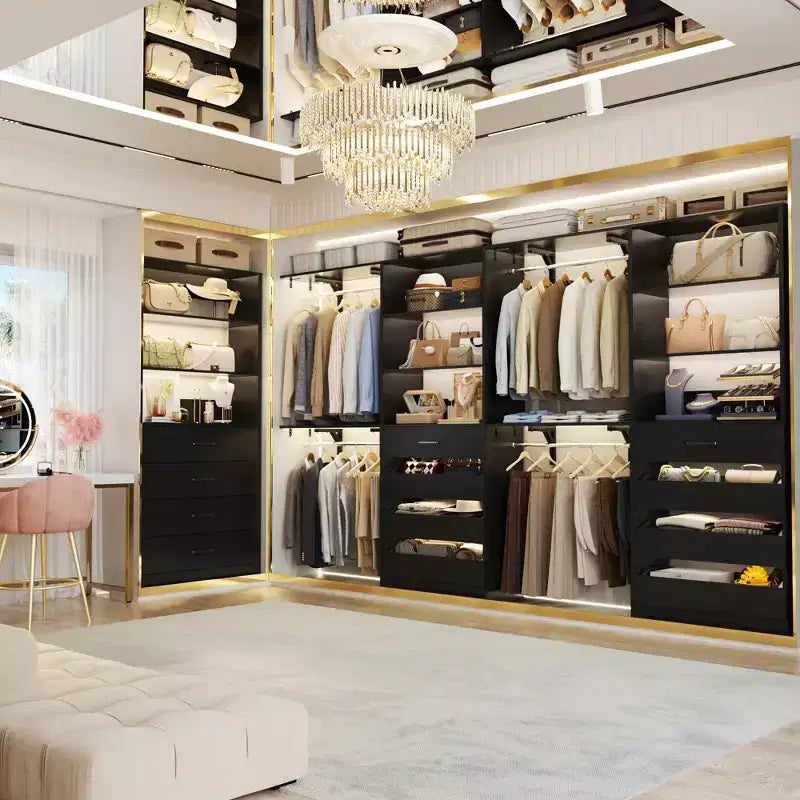 Besiost Closet Organizer System with Wood Drawers and Shelves