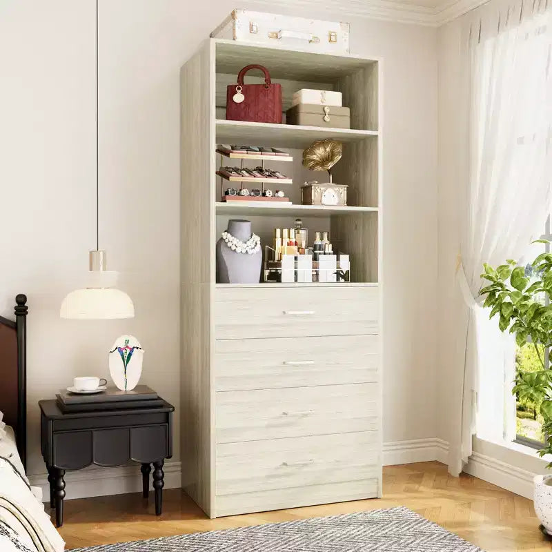 Besiost Closet Organizer System with Wood Drawers and Shelves