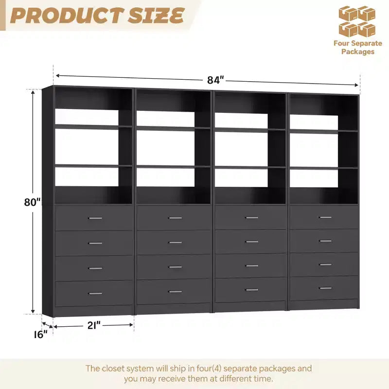 Besiost Closet Organizer System with Wood Drawers and Shelves
