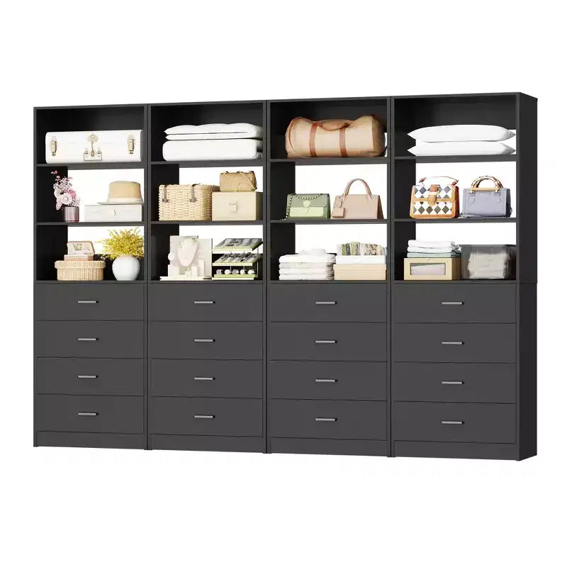 Besiost Closet Organizer System with Wood Drawers and Shelves