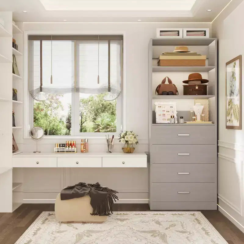 Besiost Closet Organizer System with Wood Drawers and Shelves
