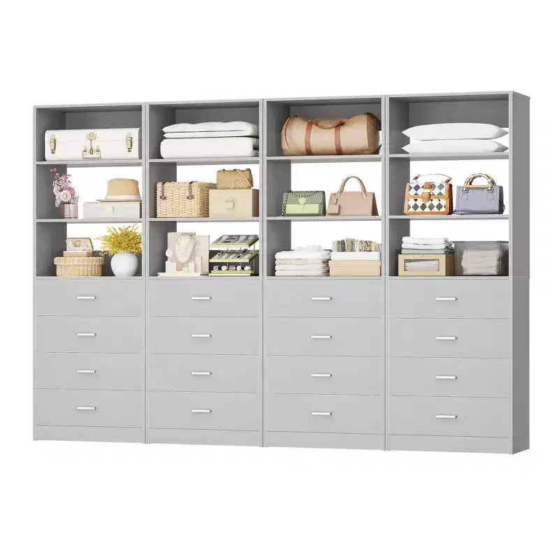 Besiost Closet Organizer System with Wood Drawers and Shelves