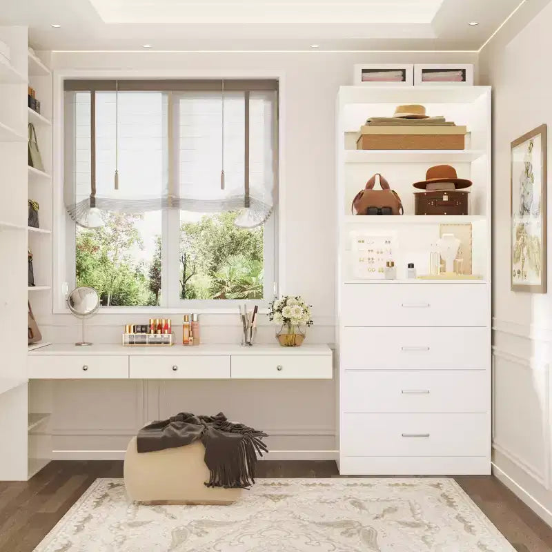 Besiost Closet Organizer System with Wood Drawers and Shelves